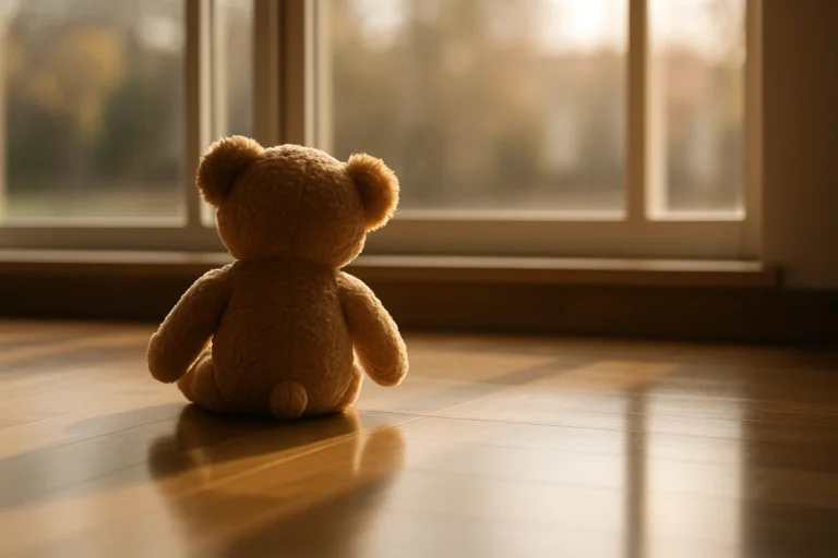 Imagen de osito de peluche en el suelo